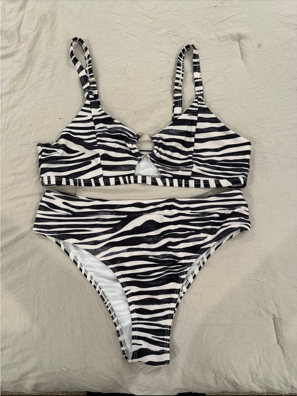 SHEIN Black & White Zebra Print Two-Piece Bikini